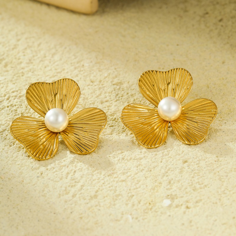 幸運(yùn)草耳環(huán)鍍14K金飾品廠家